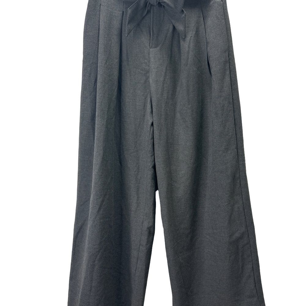 Zara Gray Pleated Wide-Leg Pants Size M